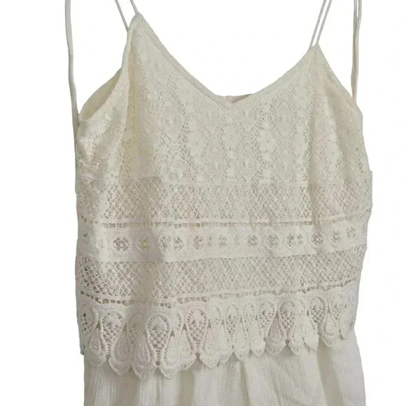 Topshop Romper Crochet Lace V-Neck Cream Ivory Size  8 - Picture 6 of 11